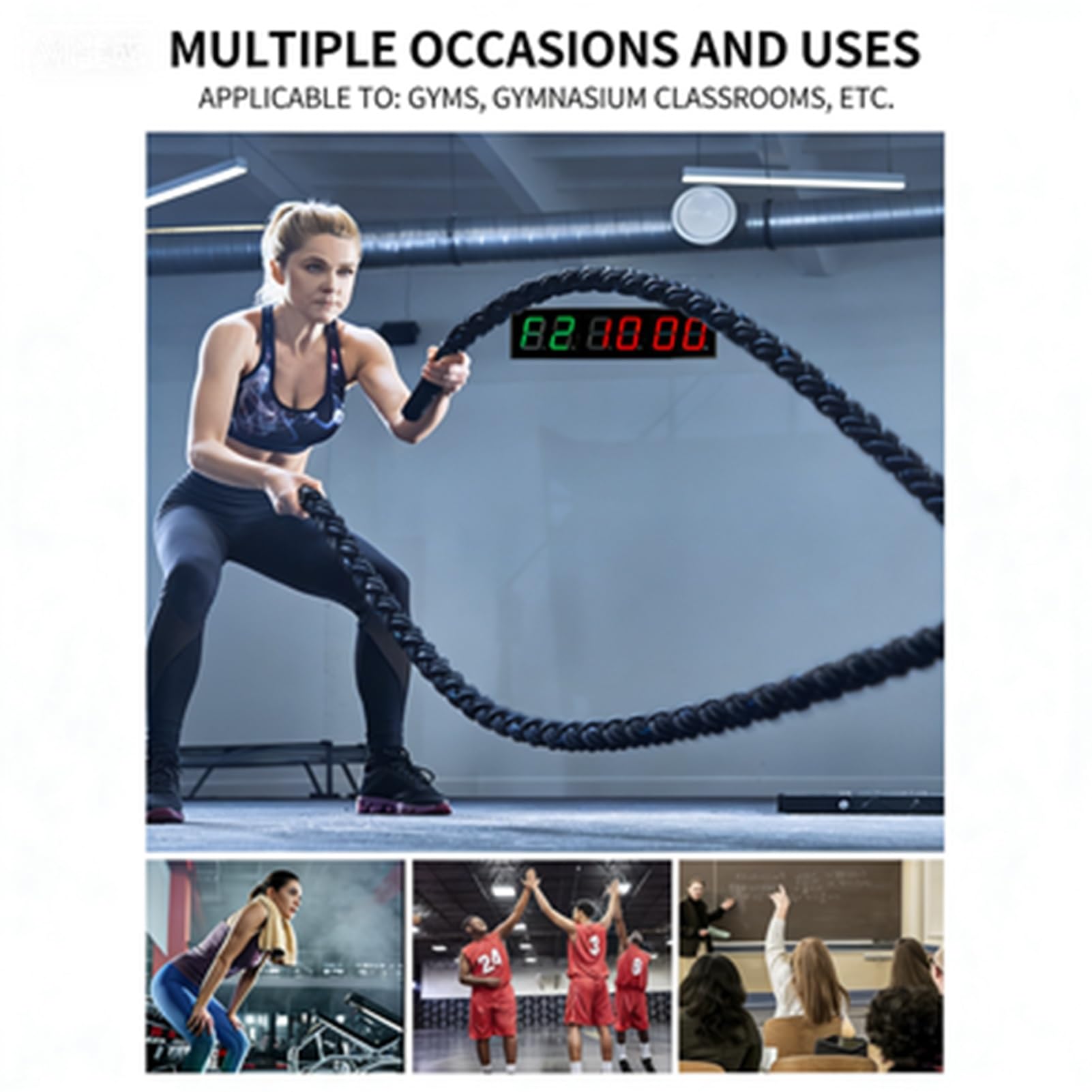 Minuteur et Chronomètre Digital Portable, Timer Sport avec TéLéCommande, 12/24H Horloge pour Fitness, Workout, Home Gym