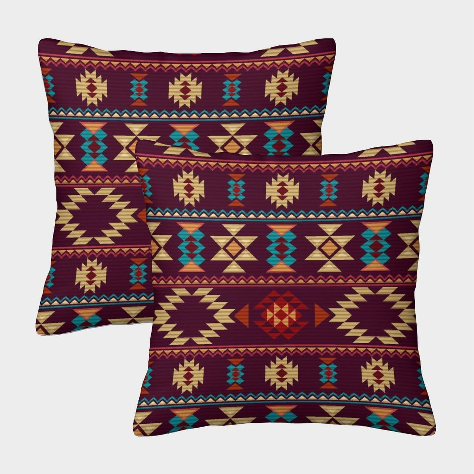 kaiyun 2 Pack Native American Pillow Case Home Decoration Sofa Navajo Geometric Pattern Cushion Cover 45x45cm