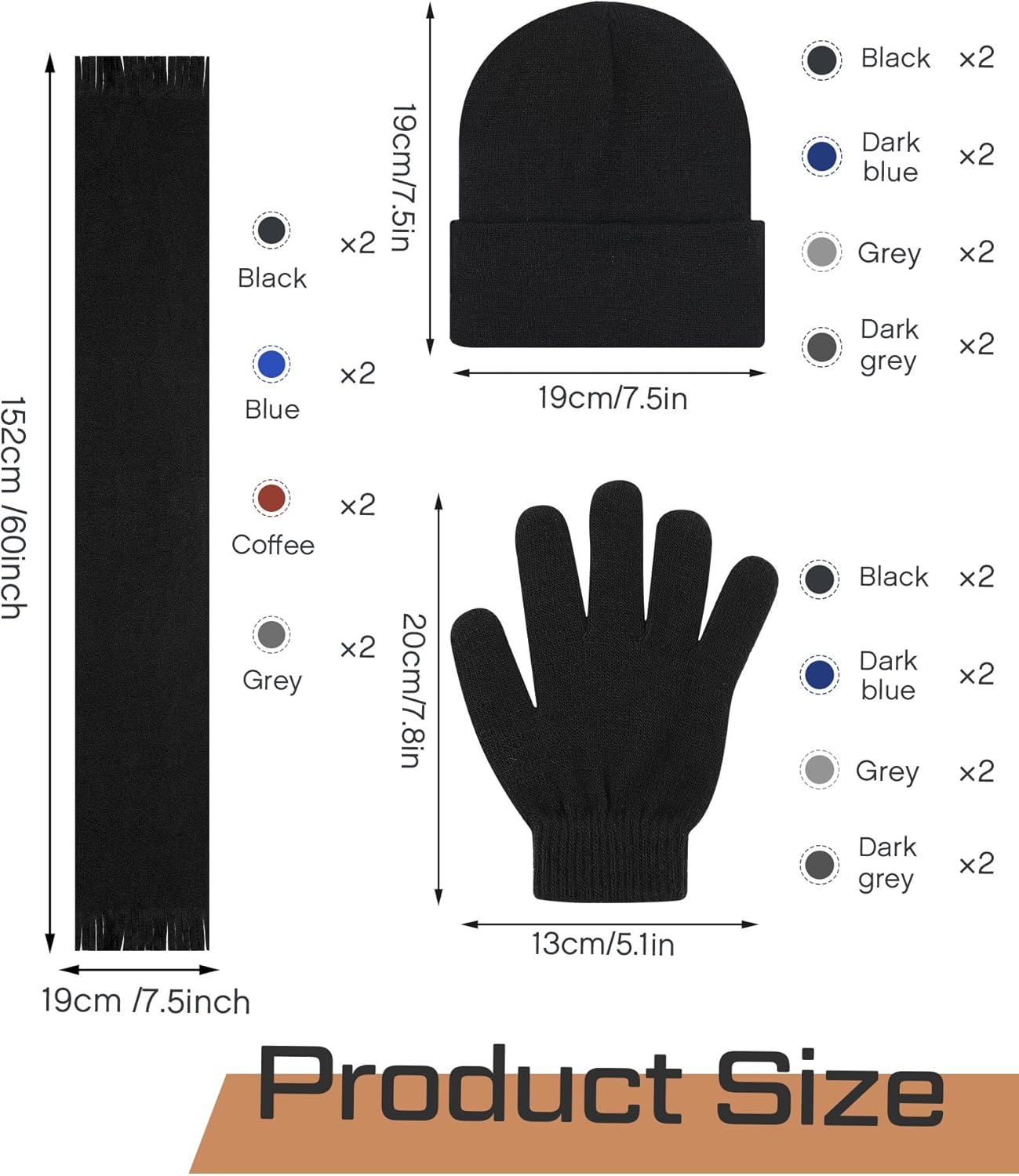 Liitrsh Winter Hat Scarf Gloves Set Warm Scarves Glove Bulk Knit Beanies for Women Men Donation Homeless Care Supplies - Image 2