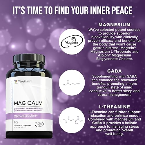 Miniatura 3 de Vitauthority Mezcla de quelato de biglicenato de L-treonato de magnesio GABA y L-teanina para dormir 90 cápsulas 30 porciones