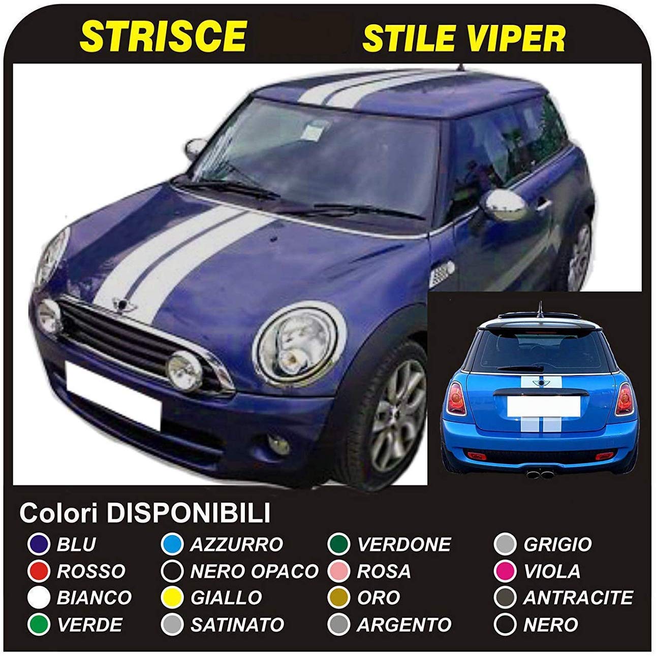 GRAFIC Autocollants KIT Bandes Capot ET arrière (Noir)