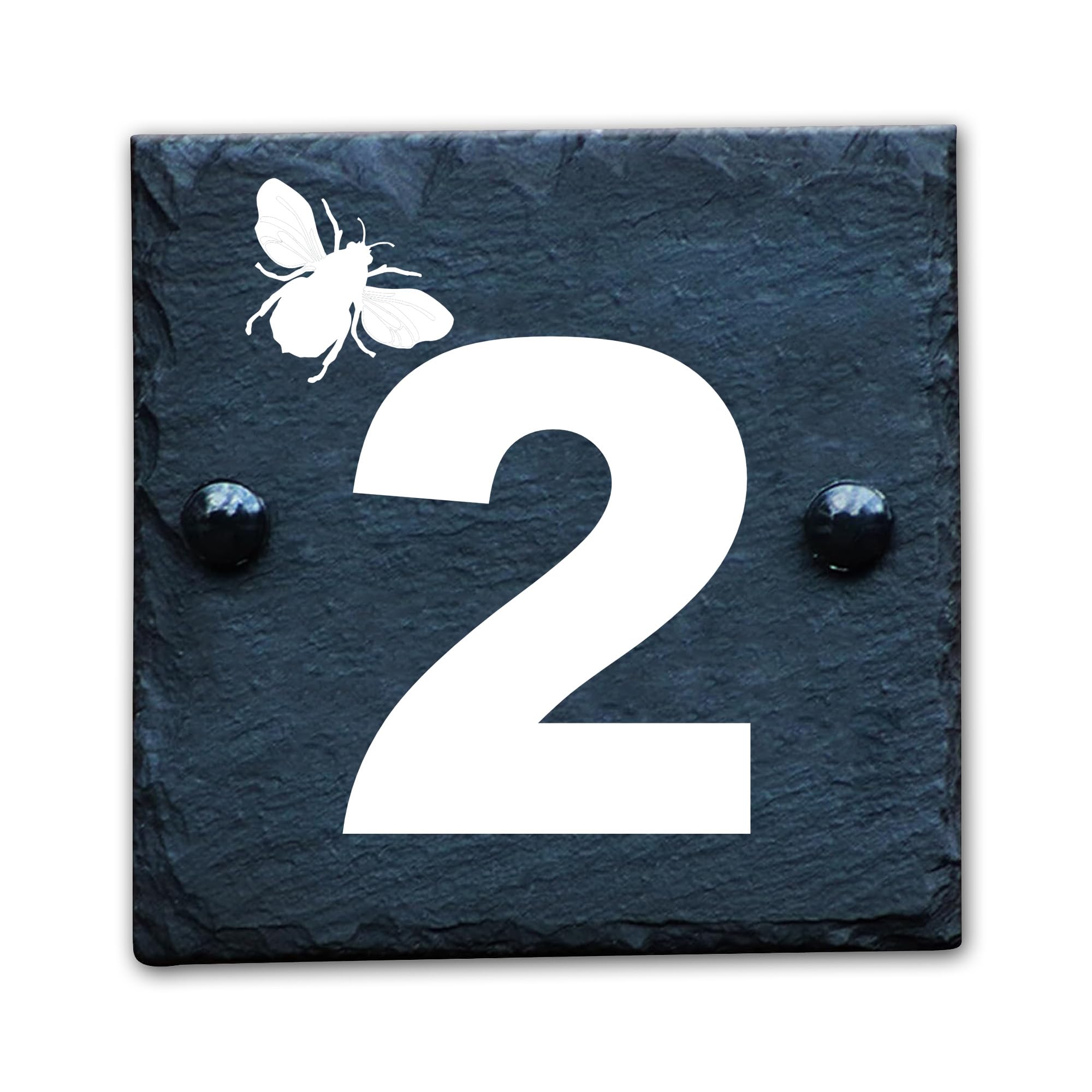 Housics Personalised Slate House Number Plaque, Black, 150x150mm, Design 6