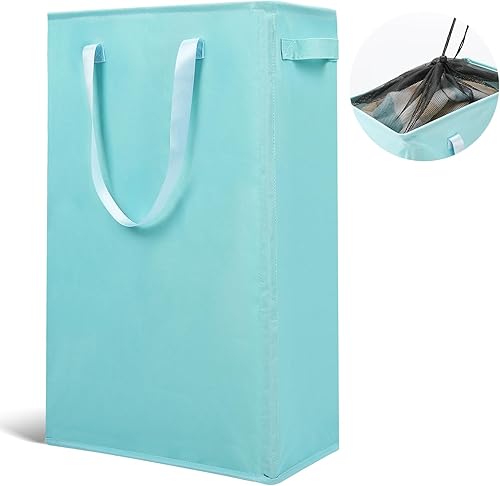 Vista 20 de Odonata Cesta de lavandería plegable con asas delgadas para ropa sucia, cesta estrecha para ropa sucia, bolsa estrecha de lavandería, cesta plegable