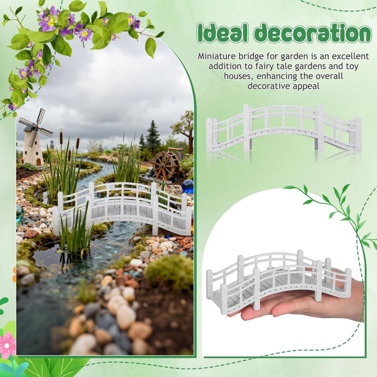 UKCOCO Dollhouse Miniature Bridge Vintage Arch Bridge for Fairy Garden Terrarium Bonsai Micro Landscape Decor DIY Craft Accessory Toy 5.90 X 2.28 X 1.77 in