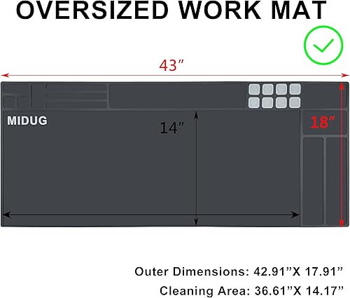 Miniatura 2 de Alfombrilla de limpieza grande de 43 x 18 pulgadas, de goma antideslizante, magnética, acolchada, alfombrilla de limpieza para rifle de escopeta,