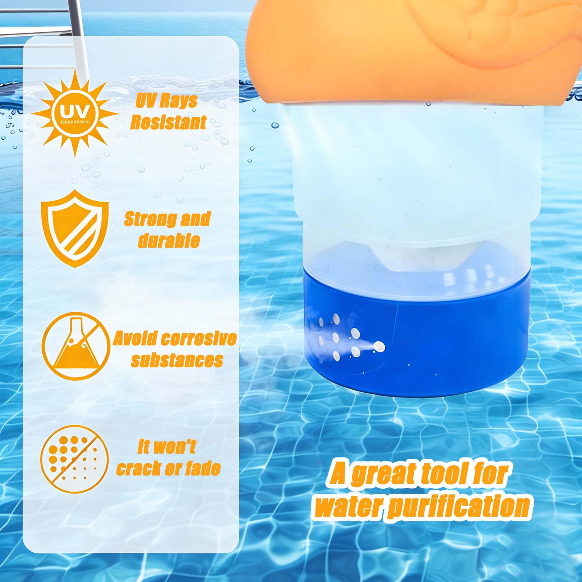 ZAHD Support de Tablette Flottante Distributeur de Chlore pour Piscine Distributeur de Chlore Flottant et de Produits Chimiques Flotteur de Chlore pour Piscine Extérieure pour piscines spas (Jaune)