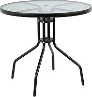 Vista 4 de EMMA + OLIVER Juego de jardín negro de 6 piezas con mesa de sombrilla y juego de 4 sillas plegables