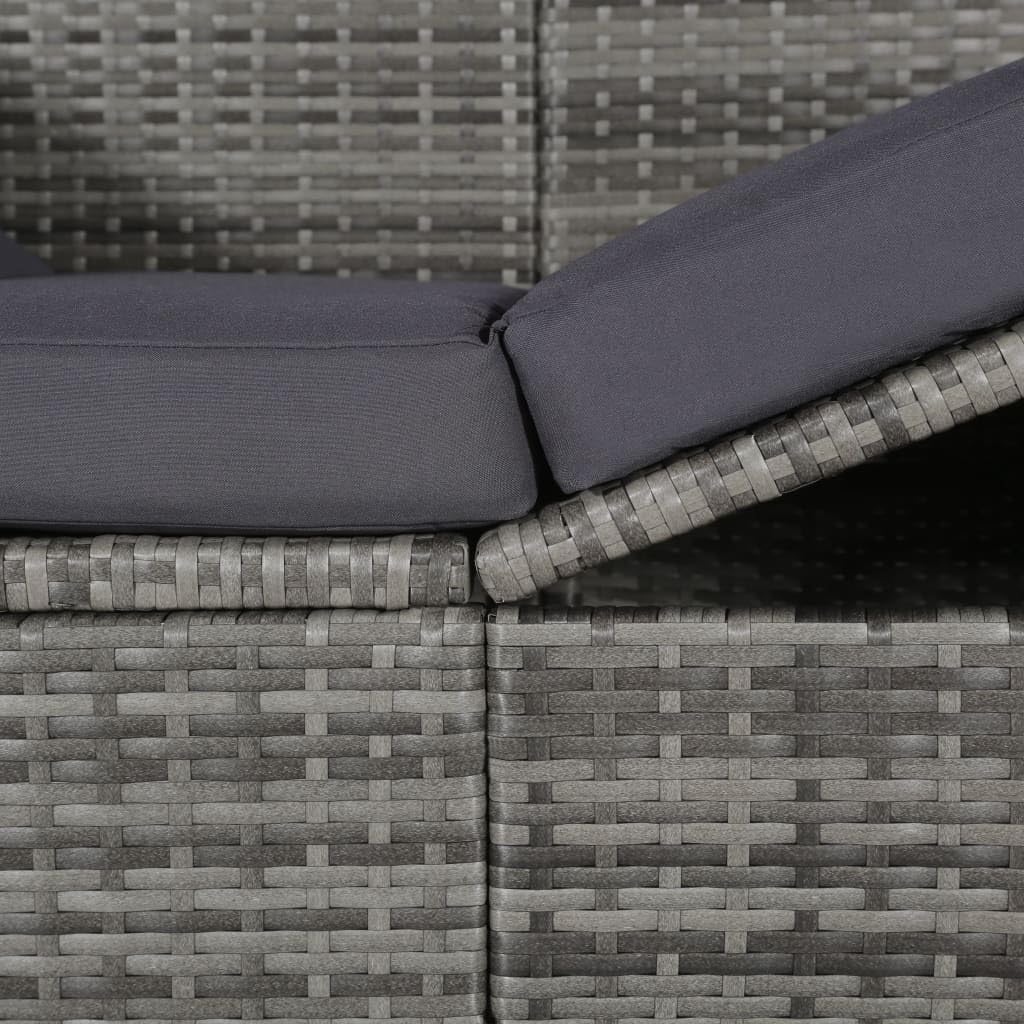 Refined Gartensofa mit Sonnendach Sonnenliege Gartenliege Sofa Gartenbett Lounge Gartenmöbel Liege Terrasse Garten Poly Rattan (Grau)