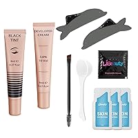 Vista 1 de Libeauty Kit de color de pestañas, kit de color negro instantáneo para cabello que dura 4 semanas con parches reutilizables para los ojos, kit