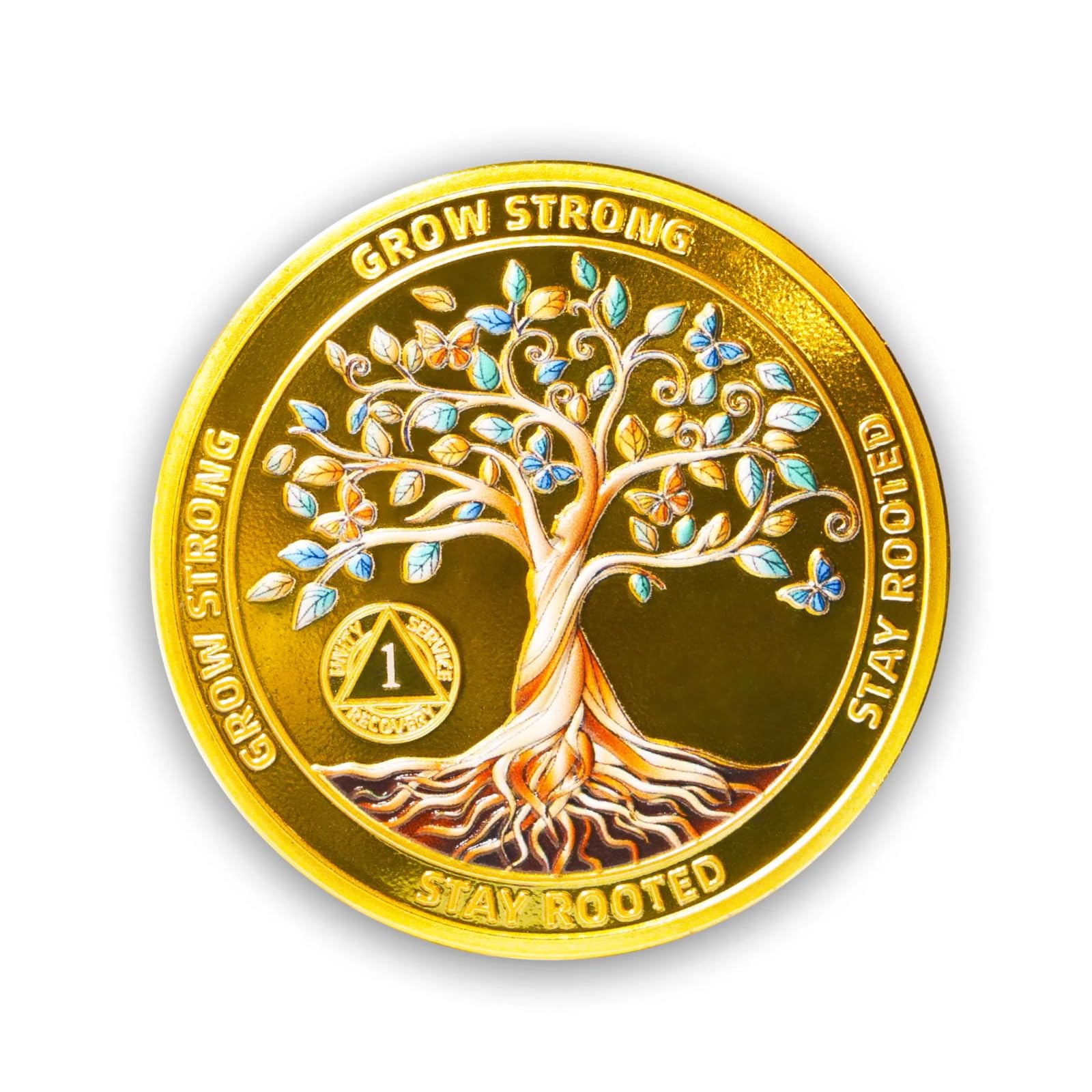 1 Year Sobriety Coin-AA Chips and Medallions Sobriety Gifts for Anniversary -Tree of Life Chips Medallion with Token Capsule- Clean Narcotics