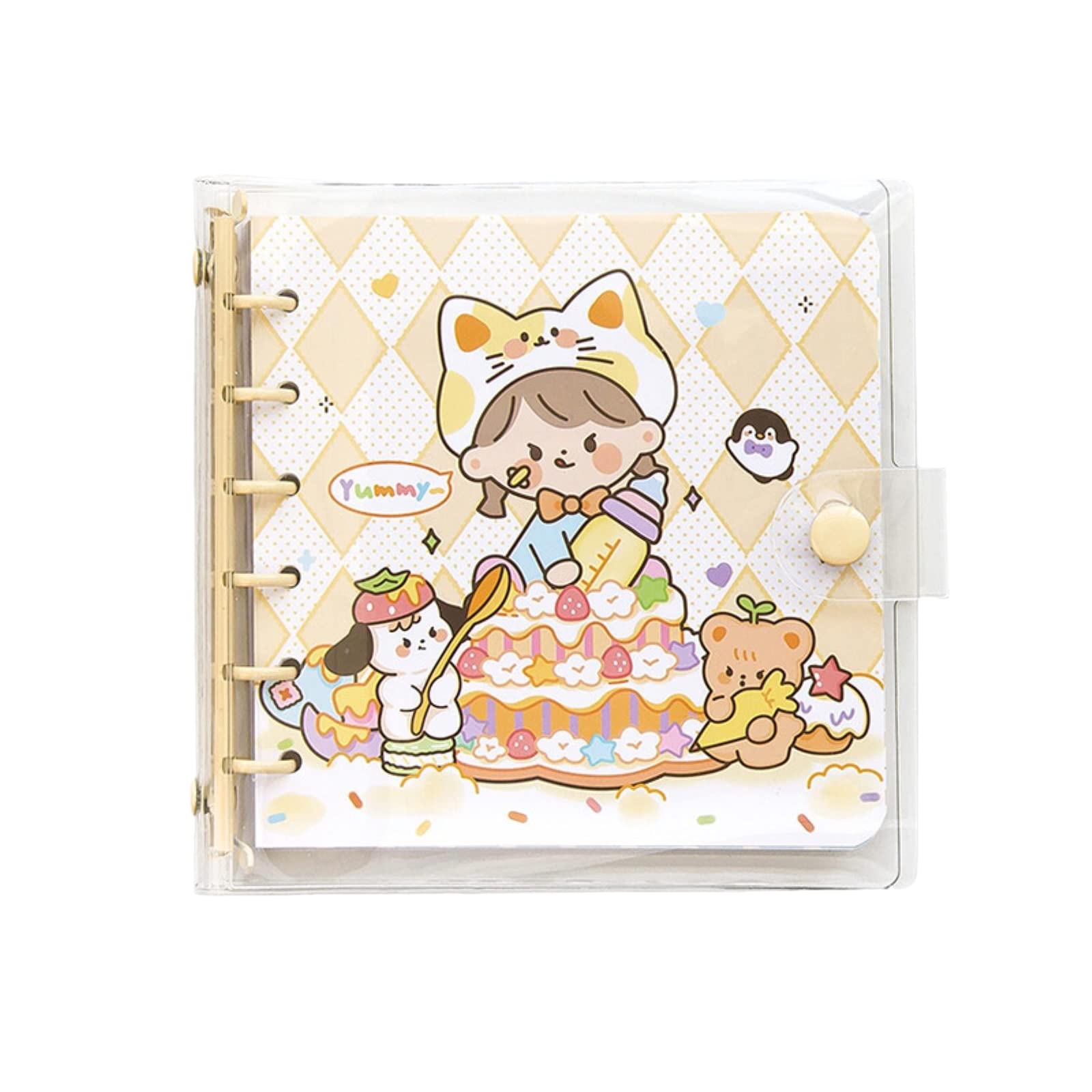 1pc Kawaii Slightly Sweet Starlight Cute Hand Ledger Simple Replaceable Core Buckle Diary Cartoon Square Loose-Leaf Notebook Girl Korean Stationery Notepad School Supplies