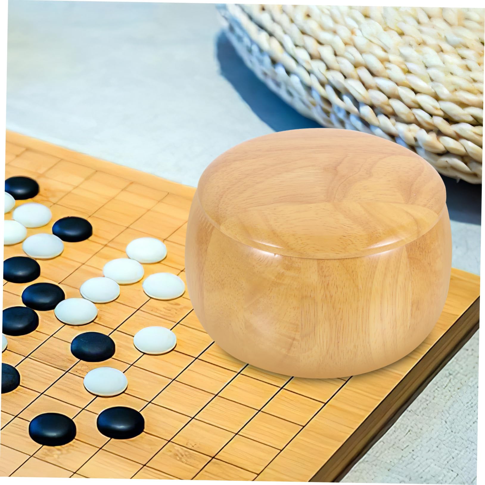 KOMBIUDA Boîte de Rangement pour Pièces de Jeu Go en Bois Massif, Grosse Capacité, Portable, Lot de 2, Maison ou Salle de Jeu D'échecs