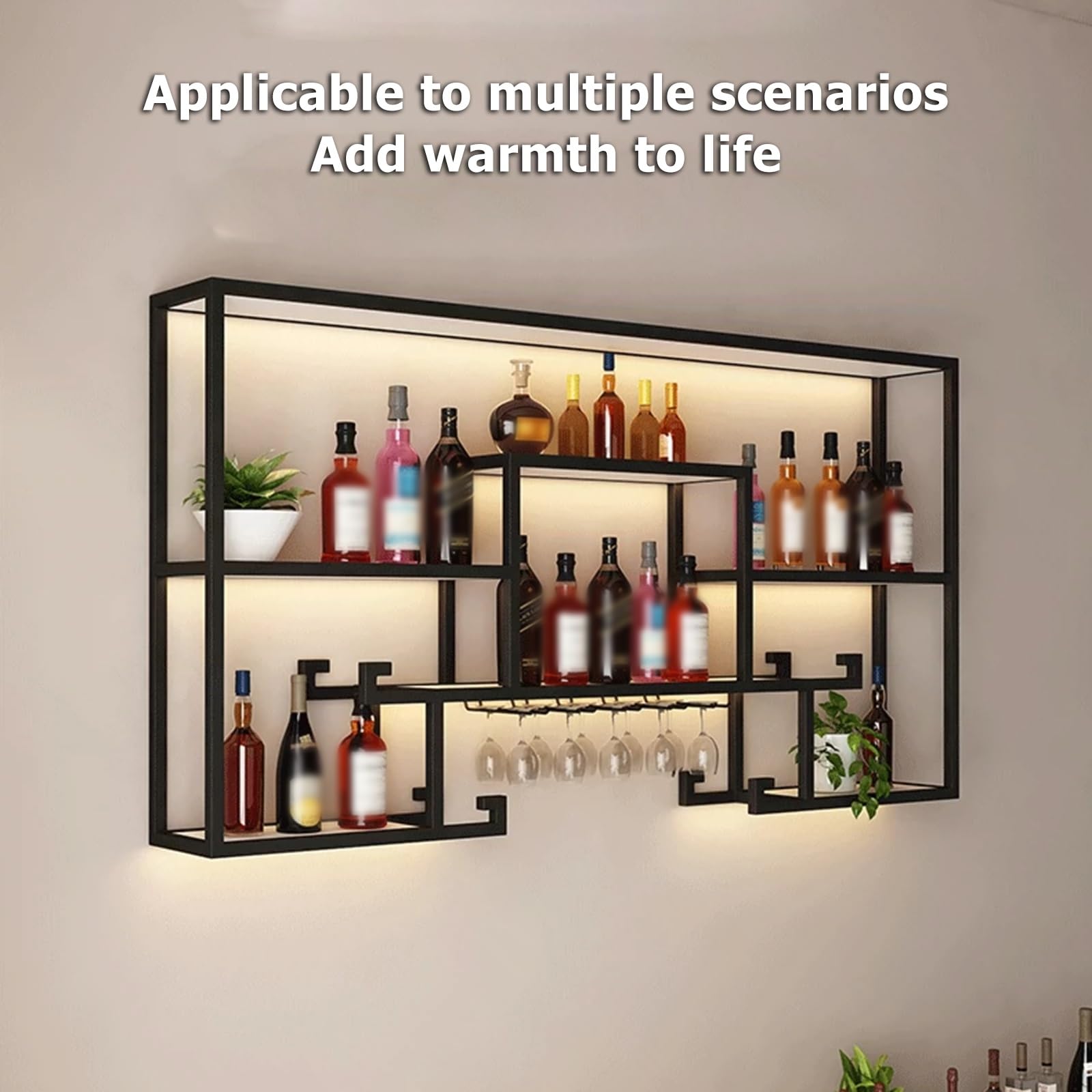 Portabottiglie Pieghevole per la casa, a LED, in Vetro, da Parete, riporre Bottiglie, Ferro, Cucina, Bar, Ristorante, Decorazione