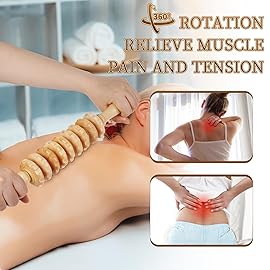 Liitrton Manual Wooden Fascia Massage Roller Trigger Points for Release Cellulite Sore Muscle Blasting (White+Red)