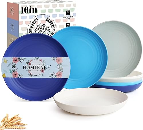 Miniatura 11 de Homienly Juego de 8 platos de paja de trigo para cena - Alternativa al plástico, aptos para microondas y lavavajillas, platos irrompibles para niños