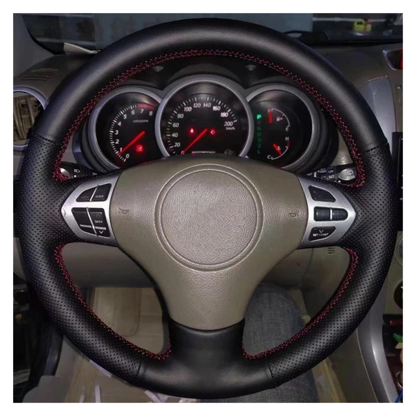 Volantes Cubierta Trenzada para Volante Coche Cuero Genuino Antideslizante para Suzuki para Grand para Vitara 2007-2013 Funda Volante(White Thread)