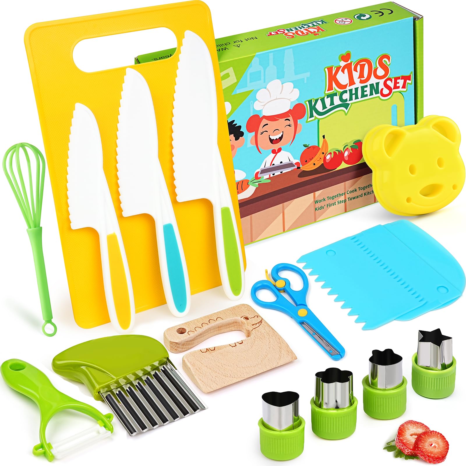 Montessori Kitchen Tools Kids Cooking Sets Real 17pcs Toddler Toys - Main Image