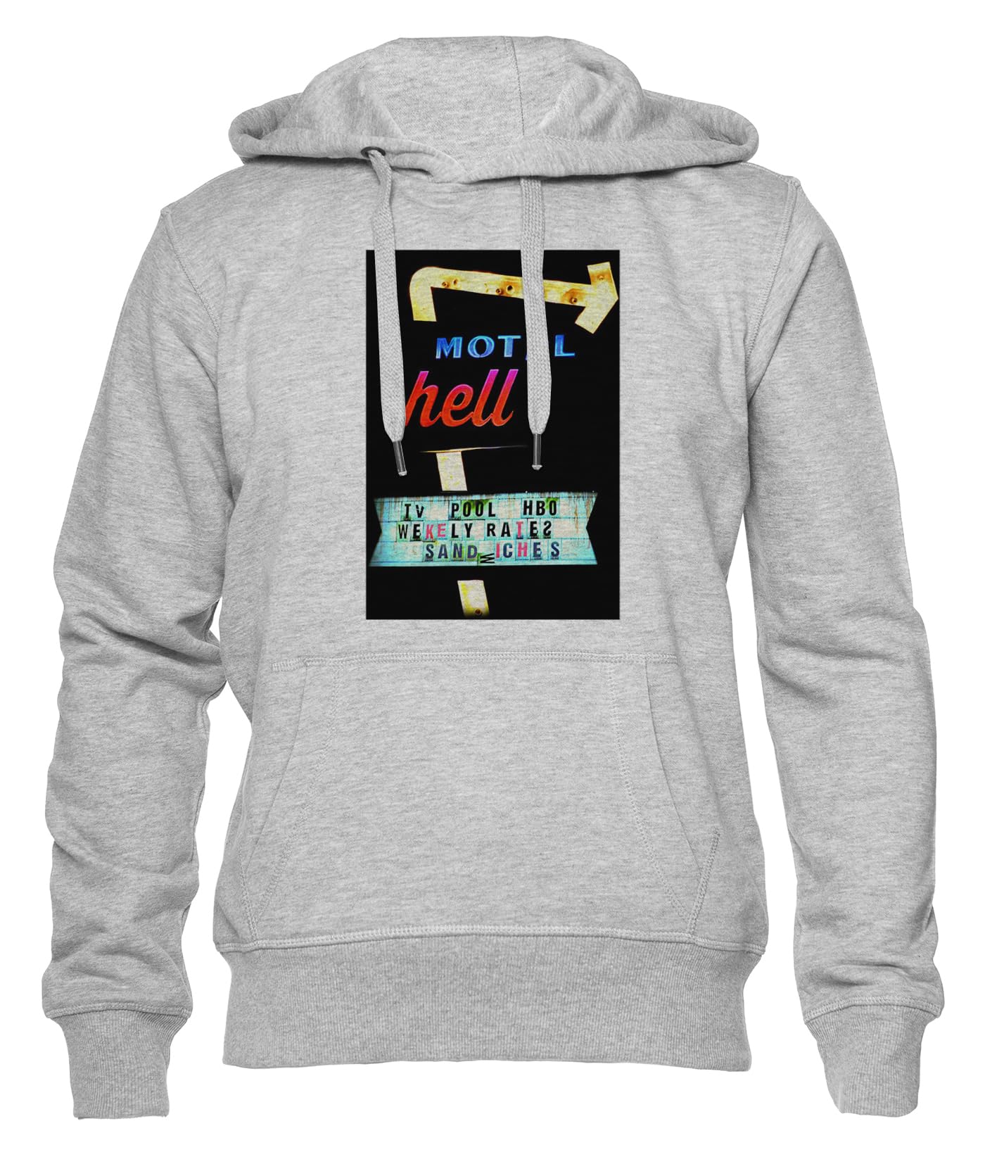 Generico Motel Hell Felpa con Cappuccio Unisex Uomo Donna Grigio Manica Lunga Hoodie Men's Women's Grey
