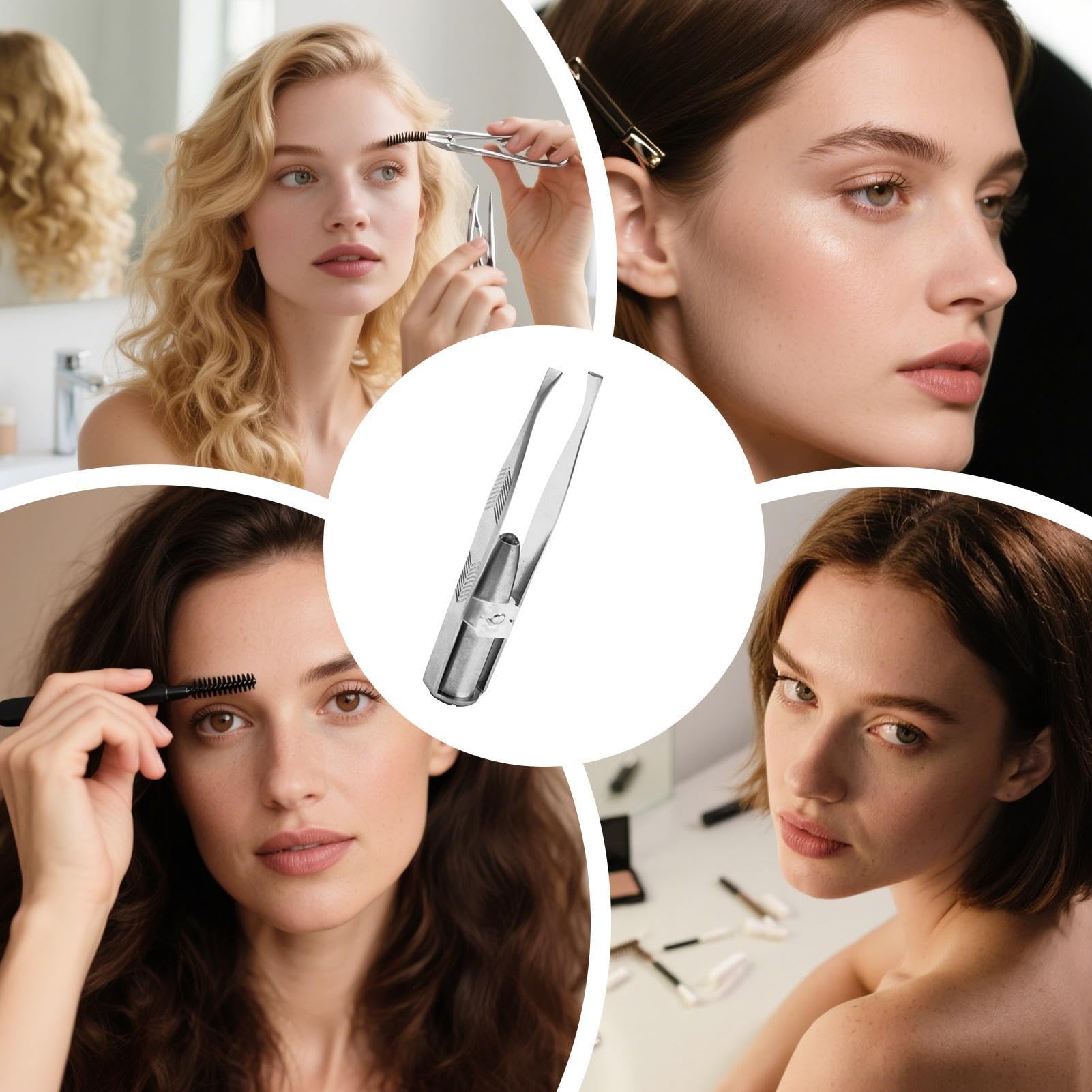 Pinzette illuminate per sopracciglia Acciaio Inossidabile Depilazione | Pinzette inclinate con luce da donna per viso Rimuovi superflui e incarniti con strumenti di trucco