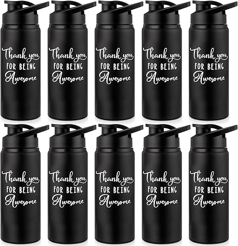 Amyhill Paquete de 10 botellas de agua reutilizables de aluminio, botella de agua para gimnasio, botella de agua deportiva ligera a prueba de fugas,