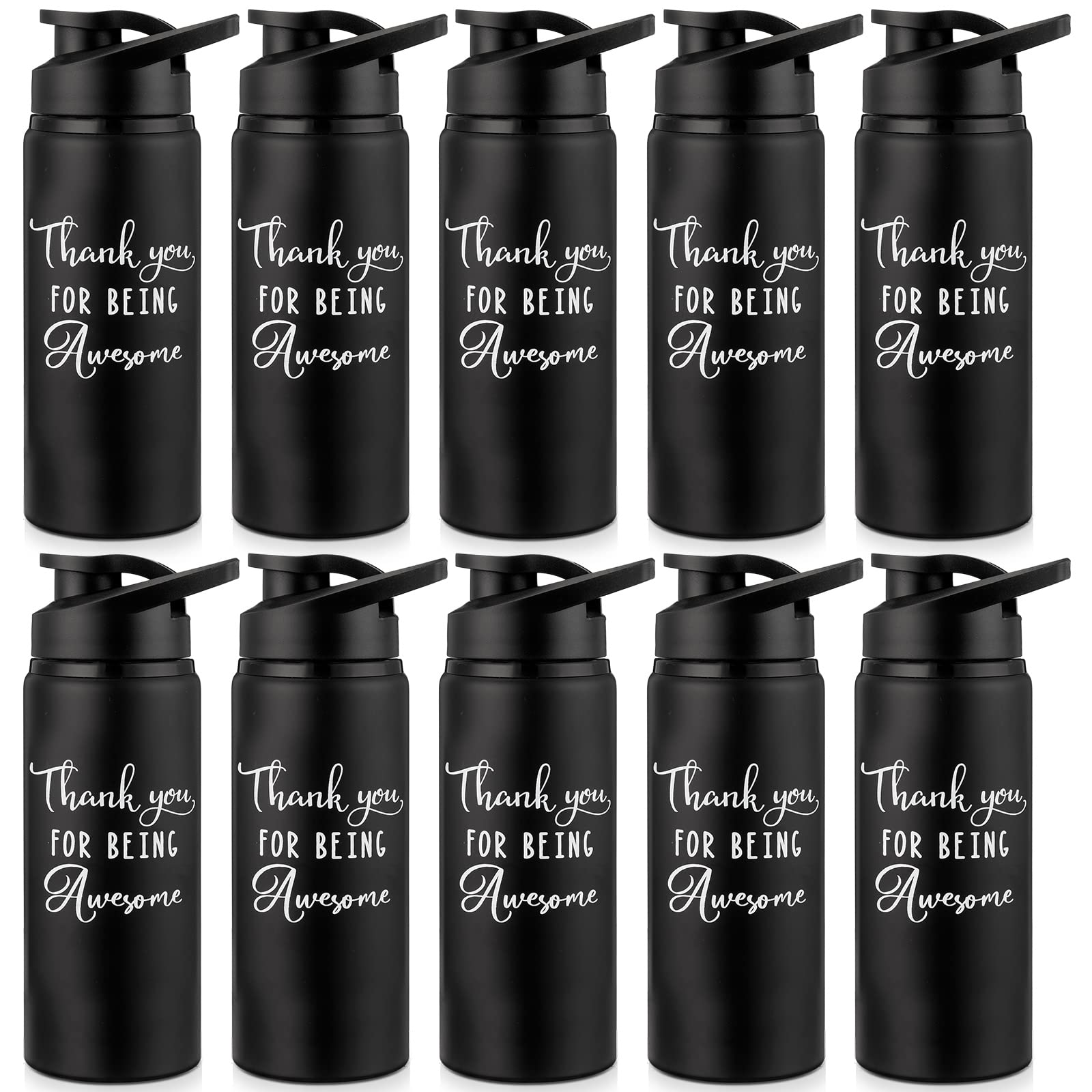 Amyhill 10 Pack Employee Appreciation Gifts Thank You Employee Gifts Aluminum Water Bottle Lightweight Leakproof Water Bottle with Lid for Gym Camping