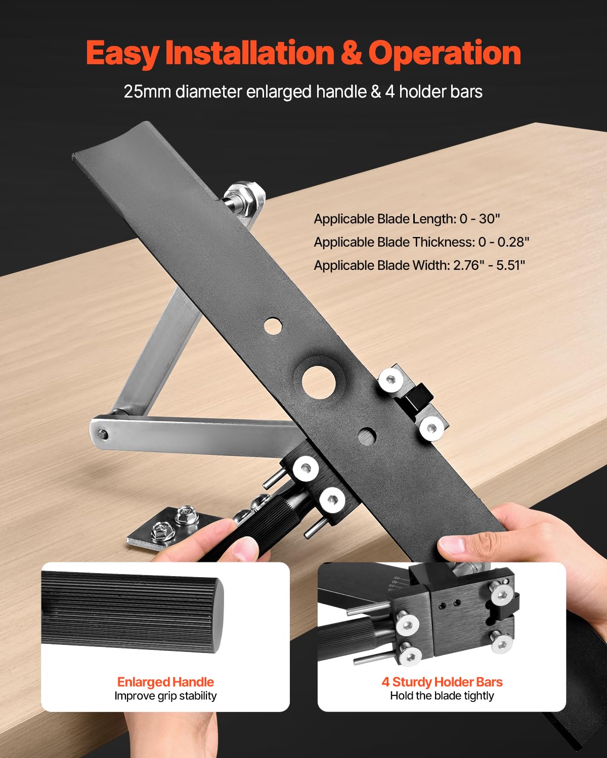 VEVOR Affûteur de Lame de Tondeuse à Gazon 15°-45° Outil d'Affûtage Réglable avec Équilibreur de Lames, 4 Adaptateurs, Roulement à Billes, Poignée 25 mm, Compatible Plupart Meuleuse Angle Non Incluse