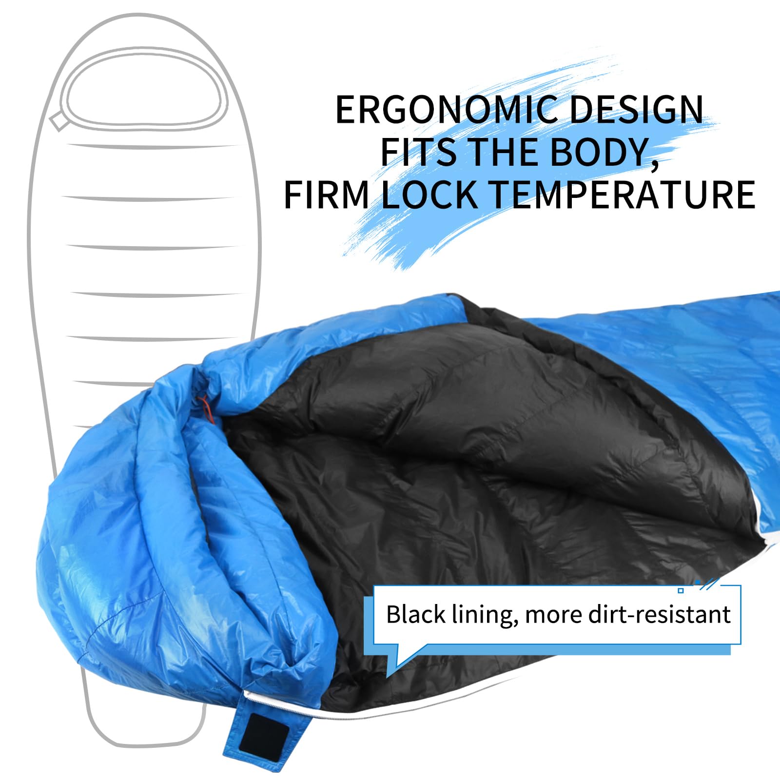 NewDoar Sac de Couchage Ultra-léger Printemps Été Automne Sac de Couchage Ultra-compactable Chaud Plump Momie Sac de Couchage 400g Rembourrage Duvet de Canard pour Randonnée Sac à Dos et Camping