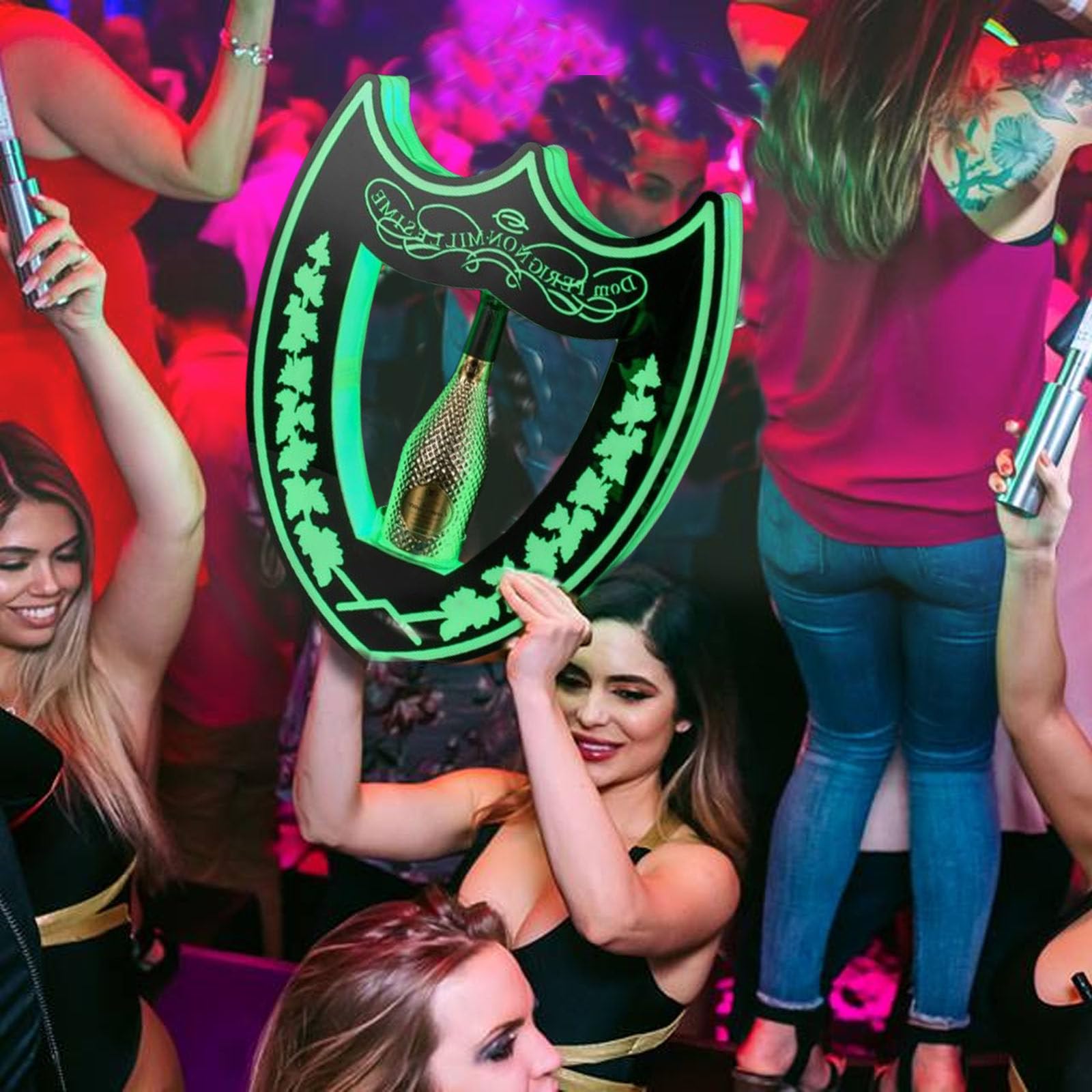 LED Shelf, Bottle Service, Glorifier Display Service Tray Wine Rack, LED Ace of Spade Champagne Bottle Presenter, Bottle Presenter for Night Club, Bottle Girl Lights,A