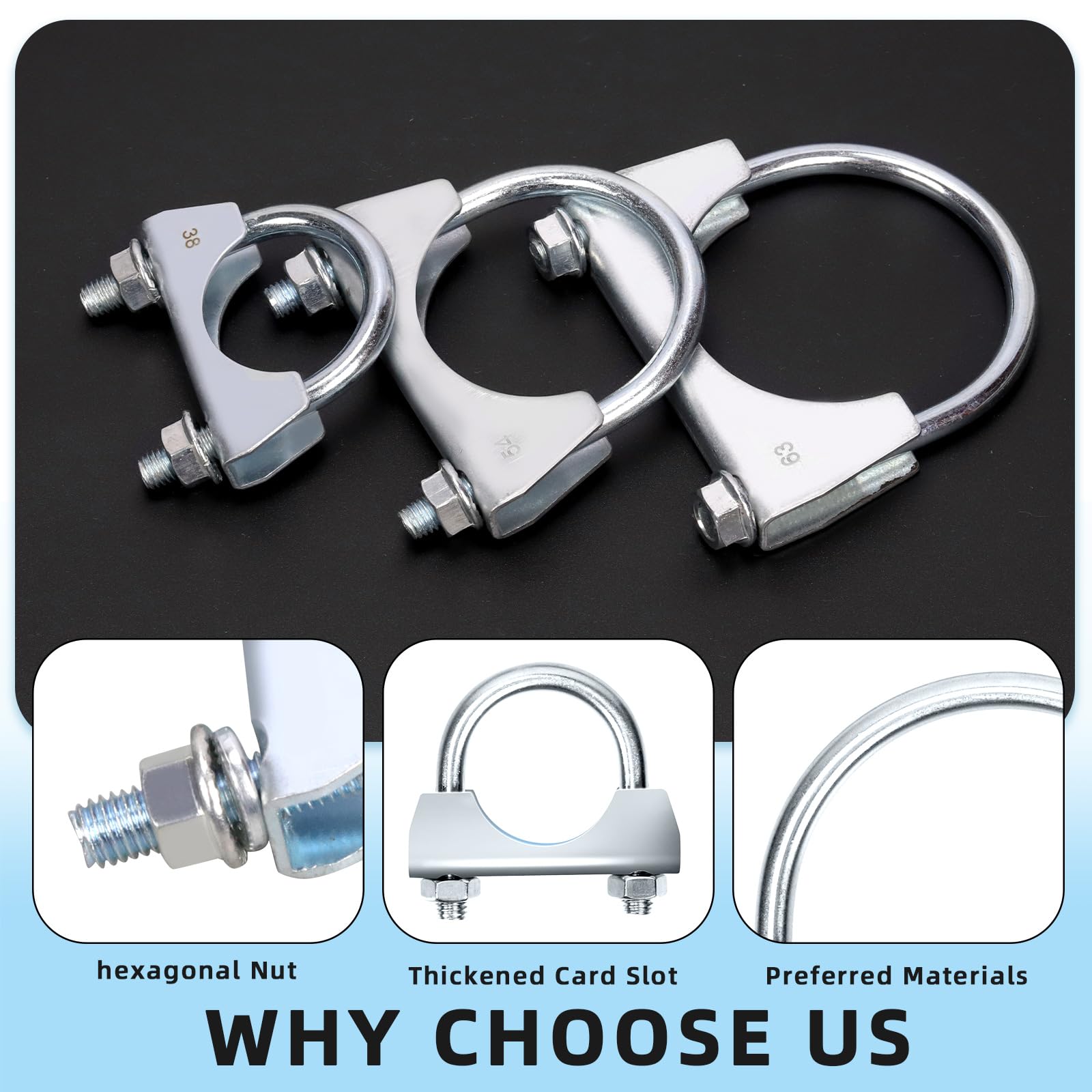 Aazon.co: Glarks 2Pcs 45 (1-3/4in) Uffler Exhaust U-Claps With