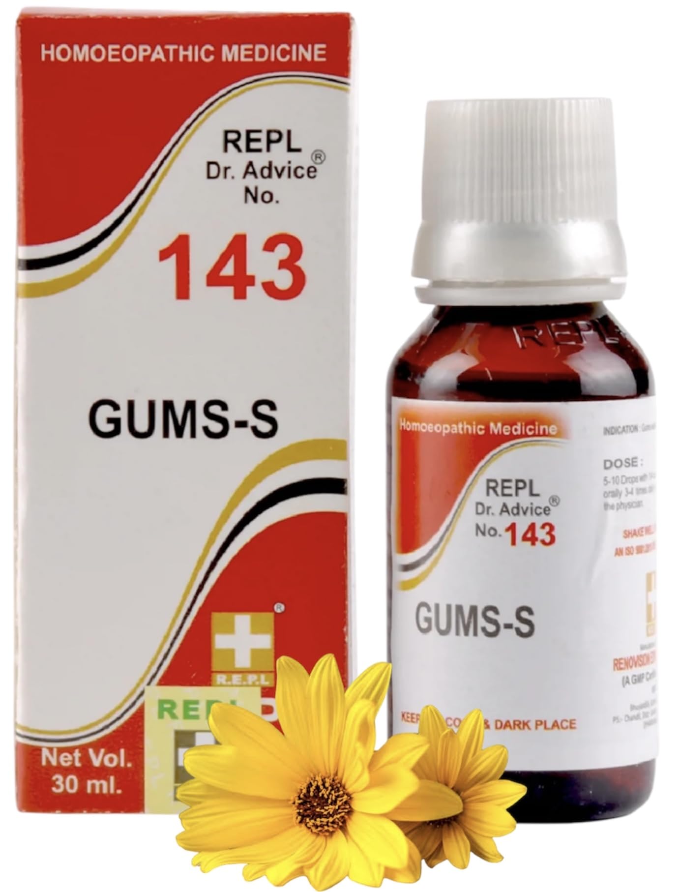 homocos-55 REPL Dr Advice No 143 Gums-S Drops 30ml - Set of 1 Bottle-image-48