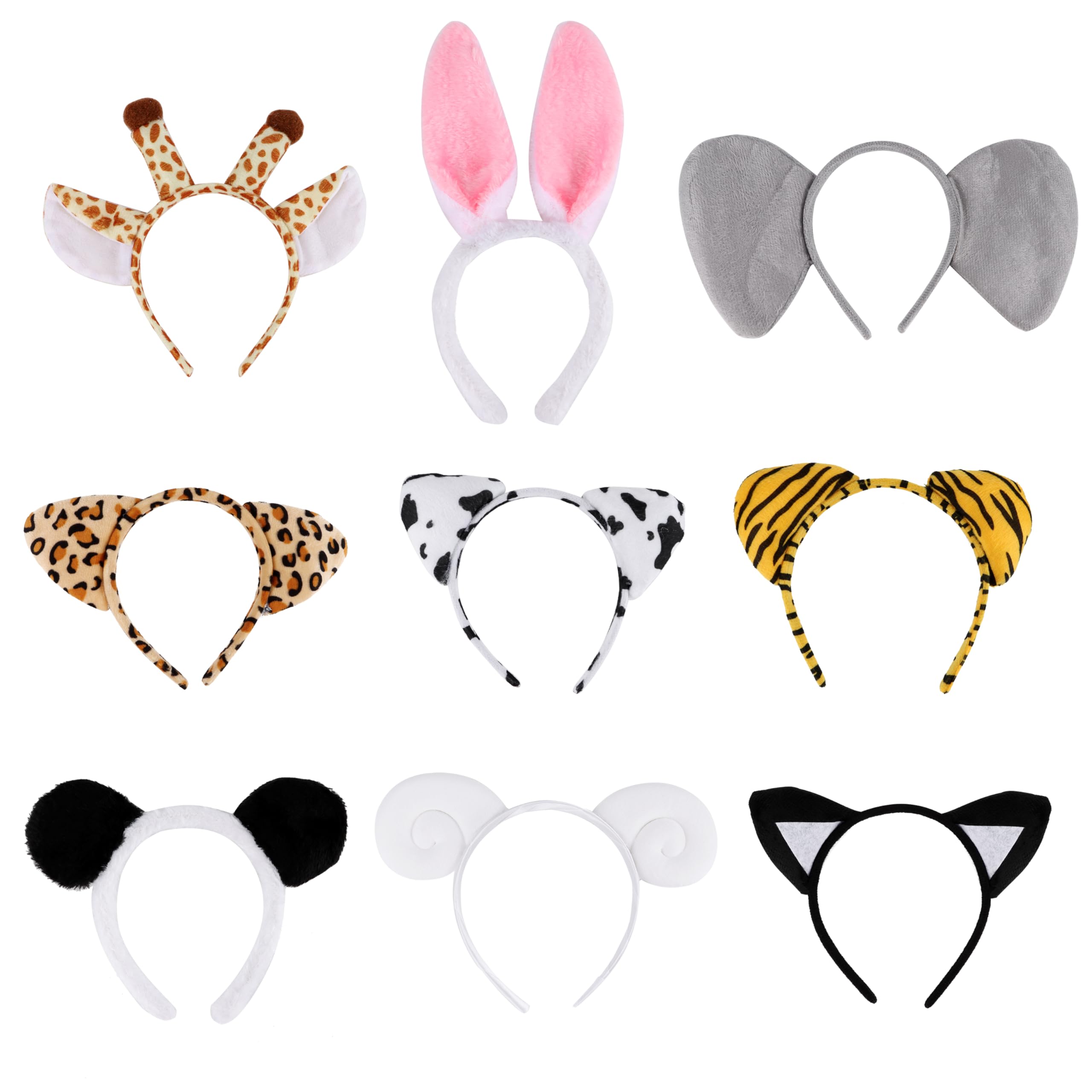 YiliYa 10 Piezas Diadema de Animales,Diadema de Orejas de Animales Cosplay para niños y Adultos,Disfraz Halloween Carnaval Regalos de Fiesta de Cumpleaños