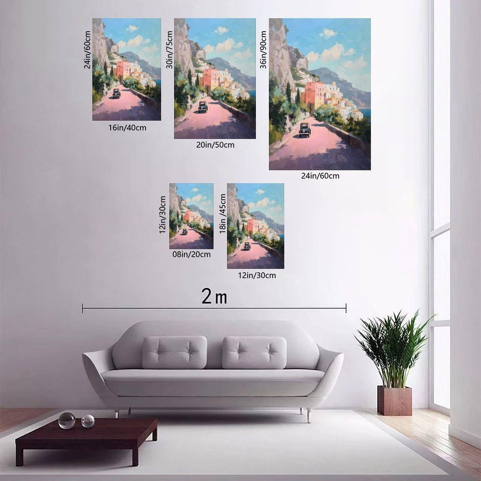 Quark Retro Amalfiküste Wandkunst Italien Küstenmalerei Poster Pastellrosa 2