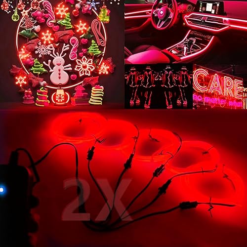 Miniatura 7 de Ourbest 5in1 Electroluminescent Neon Strip Light Wire, EL Wire Lights Battery Pack for Cosplay Halloween Christmas Party Decoration StaySlowFast