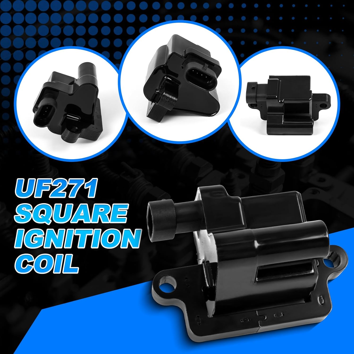 Spark Plugs & Spark Plug Wires with Square Ignition Coil Set of 8, Fit for Chevy Silverado/Tahoe, GMC Sierra/Yukon/Savana, Hummer H2, Cadillac (4.8L 5.3L 6.0L 8.1L) - Replaces D581, UF271, 41-962