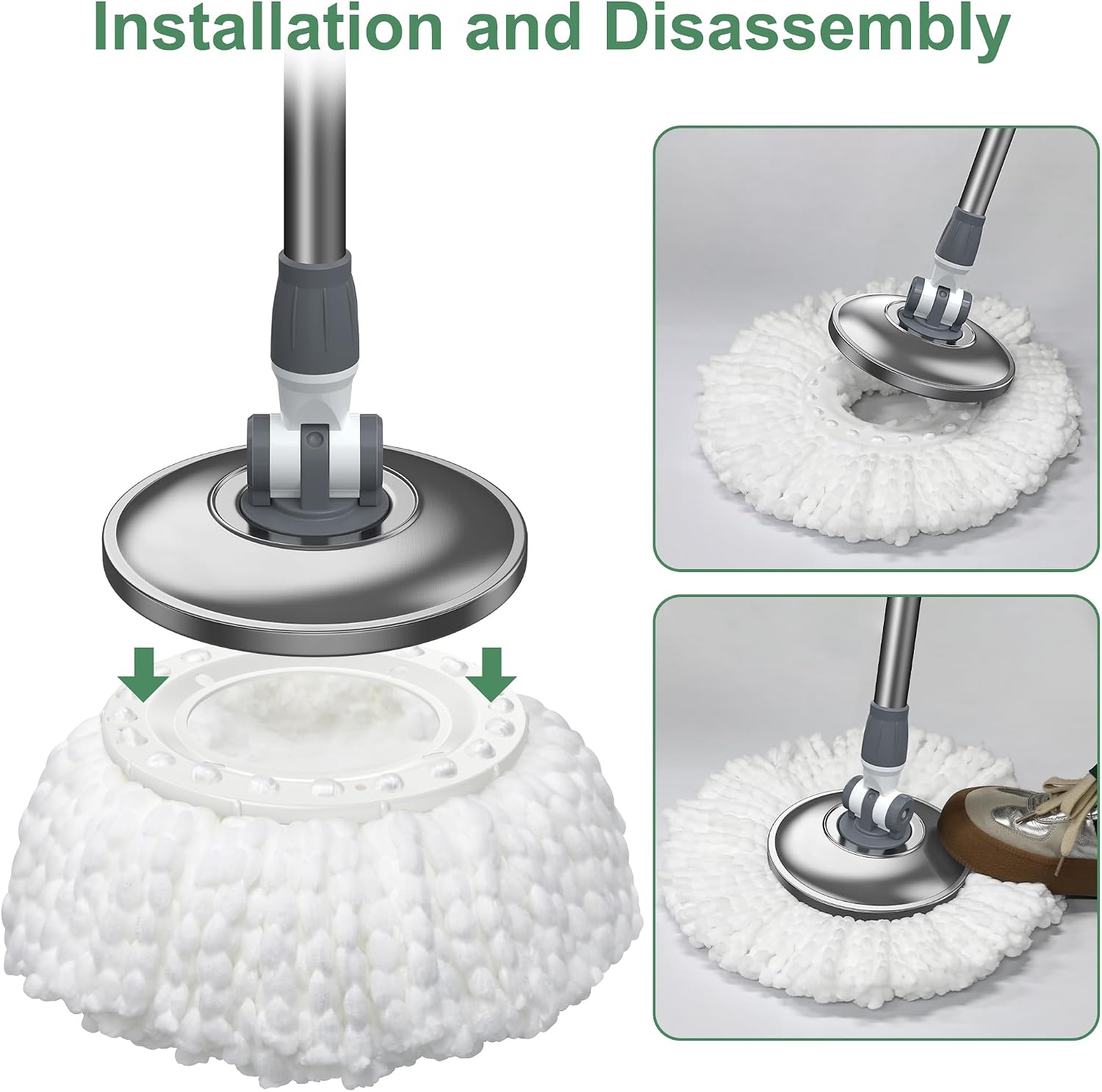 6 Pack Mop Head Replacement, Spin Mop Replacememt Head for 6-6.3” Inch Spin Mop Heads, Microfiber Mop Head Compatible with Hurrican Casabela Mopnad, Household Cleaning Tools, Commercial Mop Head