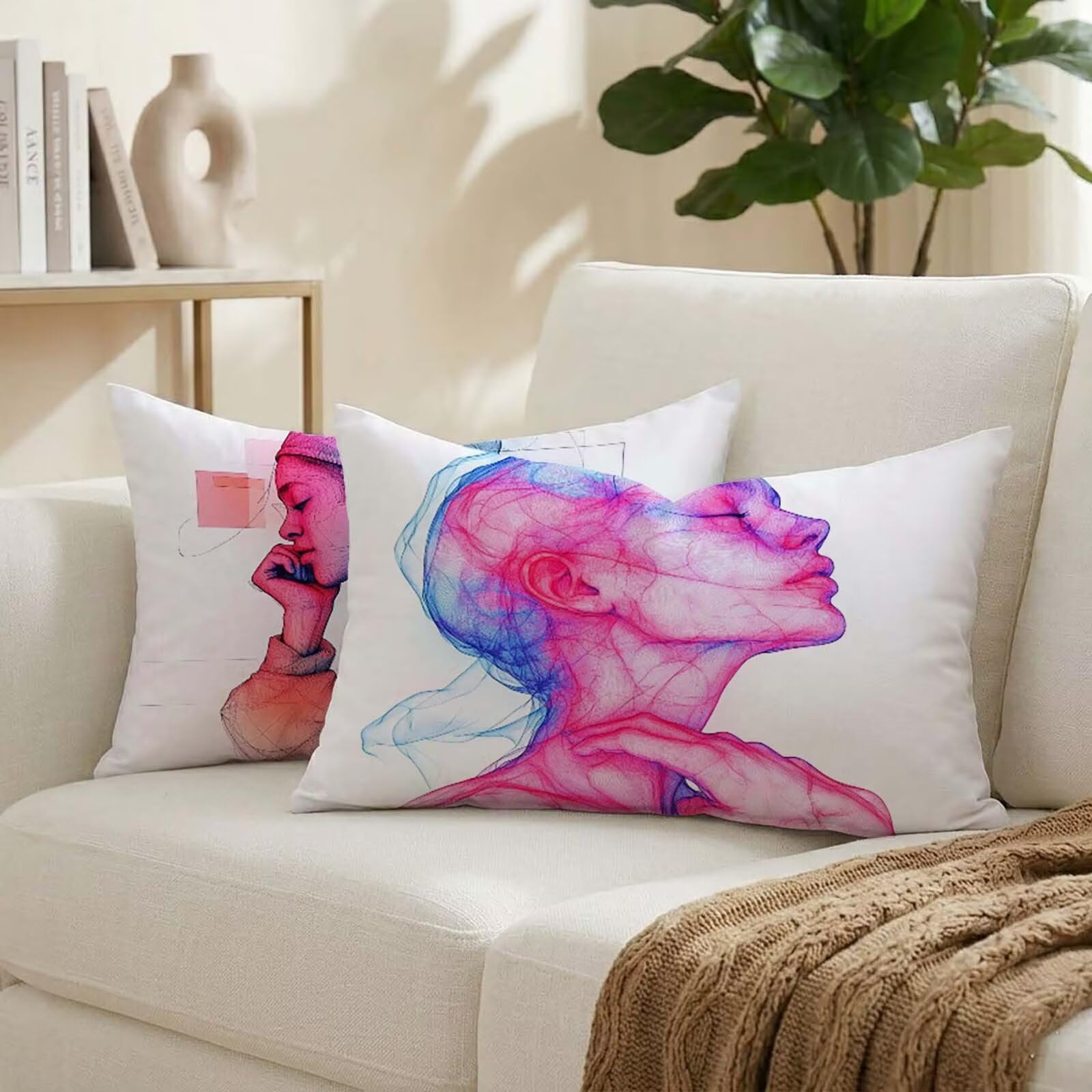 Coussin exterieur impermeable housse 50x80 cm lot de 2 pour canape deco ete K-3240