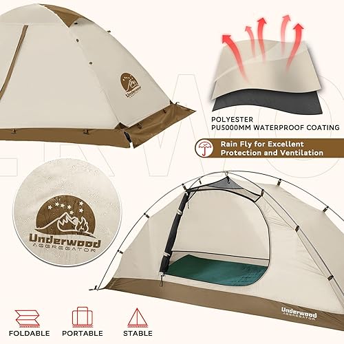 Miniatura 9 de Tienda de campaña de mochilero para 12 persona para 4 temporadas, tienda de campaña impermeable de invierno para una persona, equipo de campamento