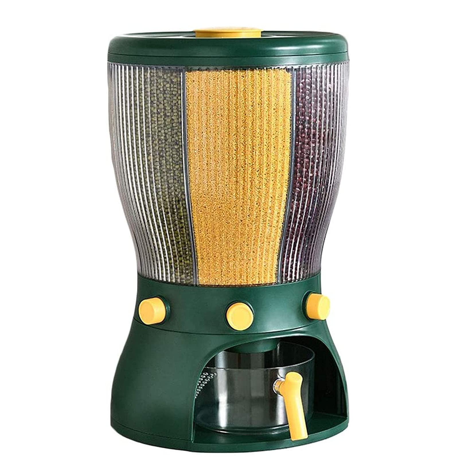 Food Grain Storage Container,Rotating Sealed Rice Bucket Household Grain Storage Box Kitchen Storage Tank for Cereal, Candy, Coffee Bean, Grain,Green