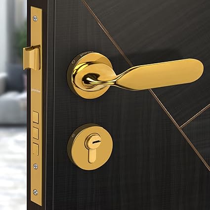 Plantex Triple Security Door Lock for Home/Main Door Lock Set with 3 Years of Warranty/Mortise Lock for Door with Brass Lock Body & Cylinder (7106-Gold)