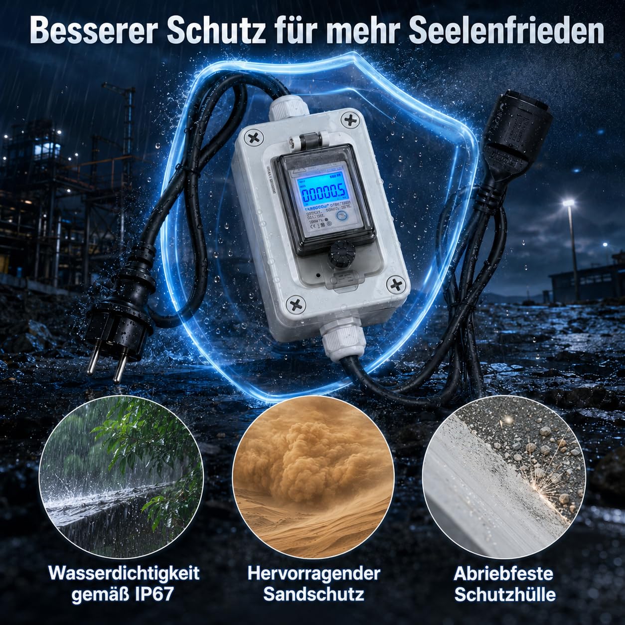 Contatore di corrente per presa da 230 V, per camper, ambienti esterni | digitale, consumo energetico