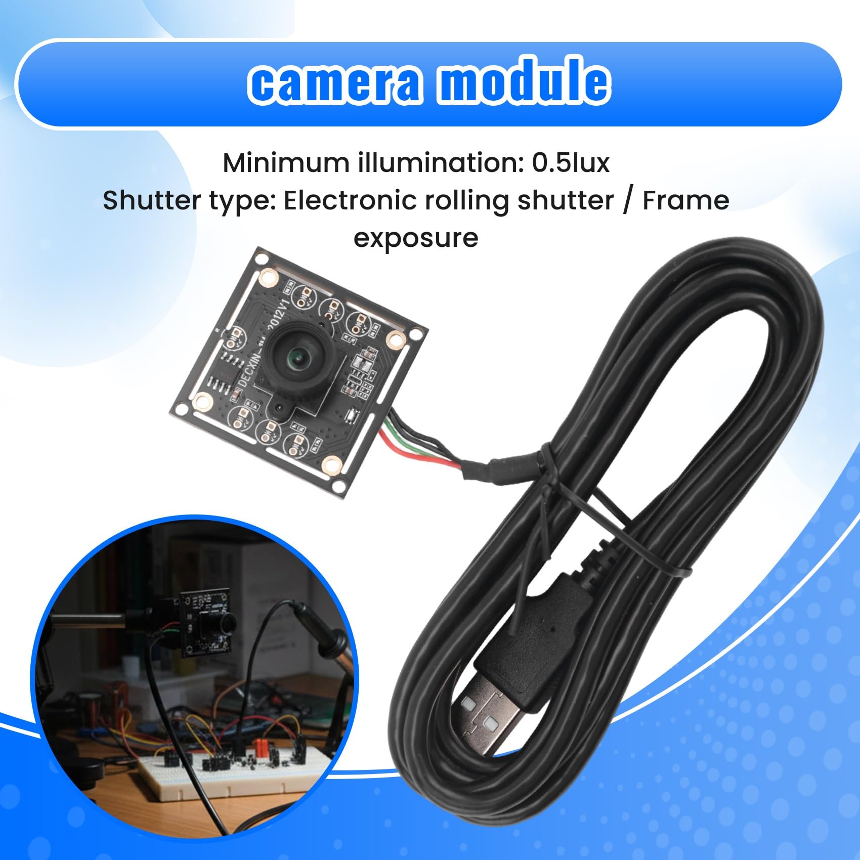 Jevina 3 STK. 100-Grad-Kameramodul 1 MP OV9732 1280 X 720 USB Kostenloser Treiber Manueller, mit 2 Meter Kabel für WinXP/7/8/10