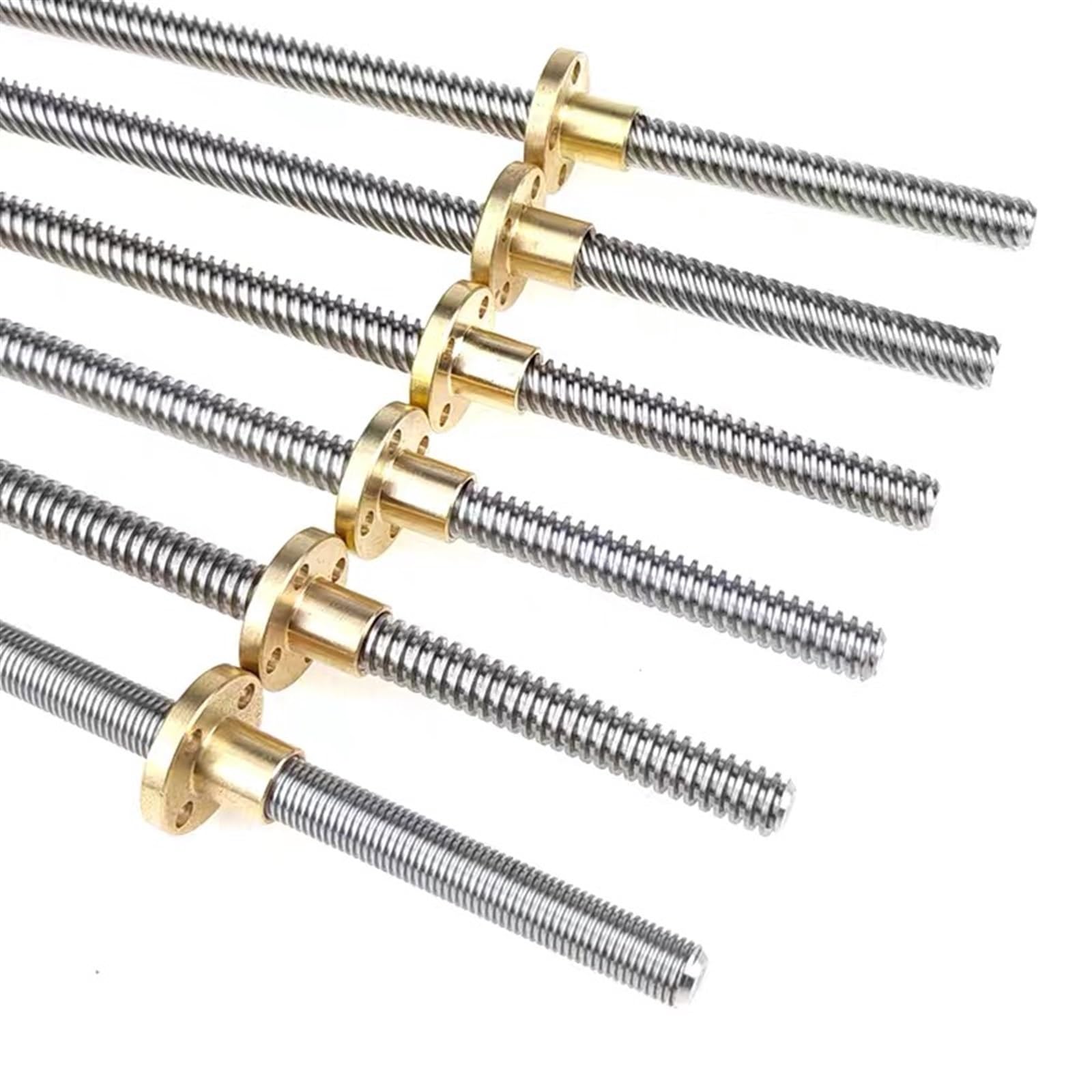 Threaded Backlash T3 T3.5 T4 Lead Screw Rod with Brass Nut 3mm 3.5mm 4mm Fully Thread Screw 40mm Long Stainless Steel Trapezoidal Screw Rod Screw trapezoidal (Color : T4 Pitch 1mm Lead 2mm, Size : 4