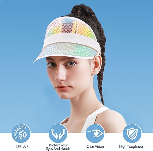 Miniatura 57 de Surkat Viseras solares transparentes de plástico con protección UV, sombrero para la cabeza, sombrero para golf, tenis, playa, ciclismo 1 paquete