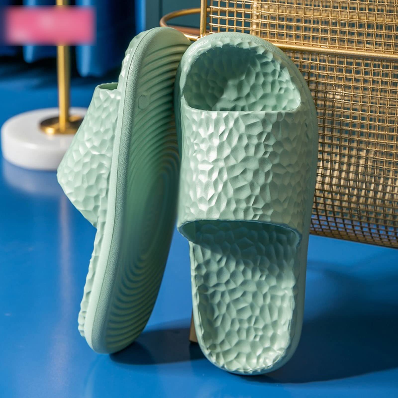 Pantuflas para mujer, para el hogar, interiores, chanclas, verano, ducha, baño, antideslizantes, para masaje, silencio, dormitorio, hombres, planas, con adultos