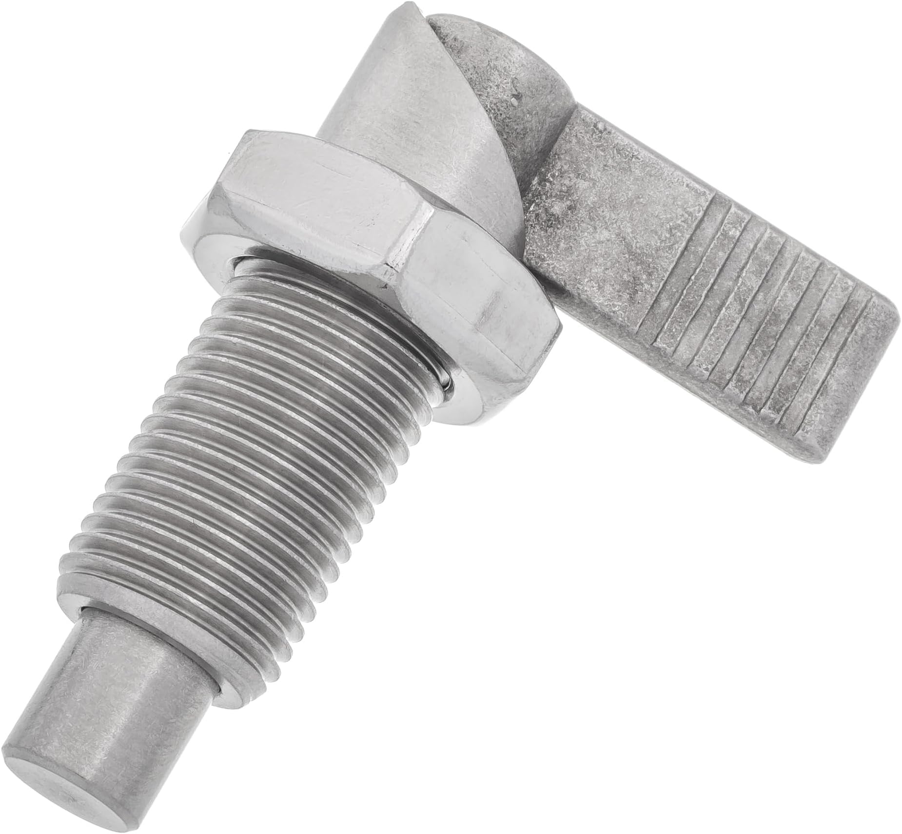 M16 x 1.5 x 31mm Thread 10mm Pin Diameter Lever Indexing Spring Plunger with Stop Notch - Stainless Steel L-Shaped Retractable Locking Bolt Knob Threaded Index Mechanism Accessory Tool