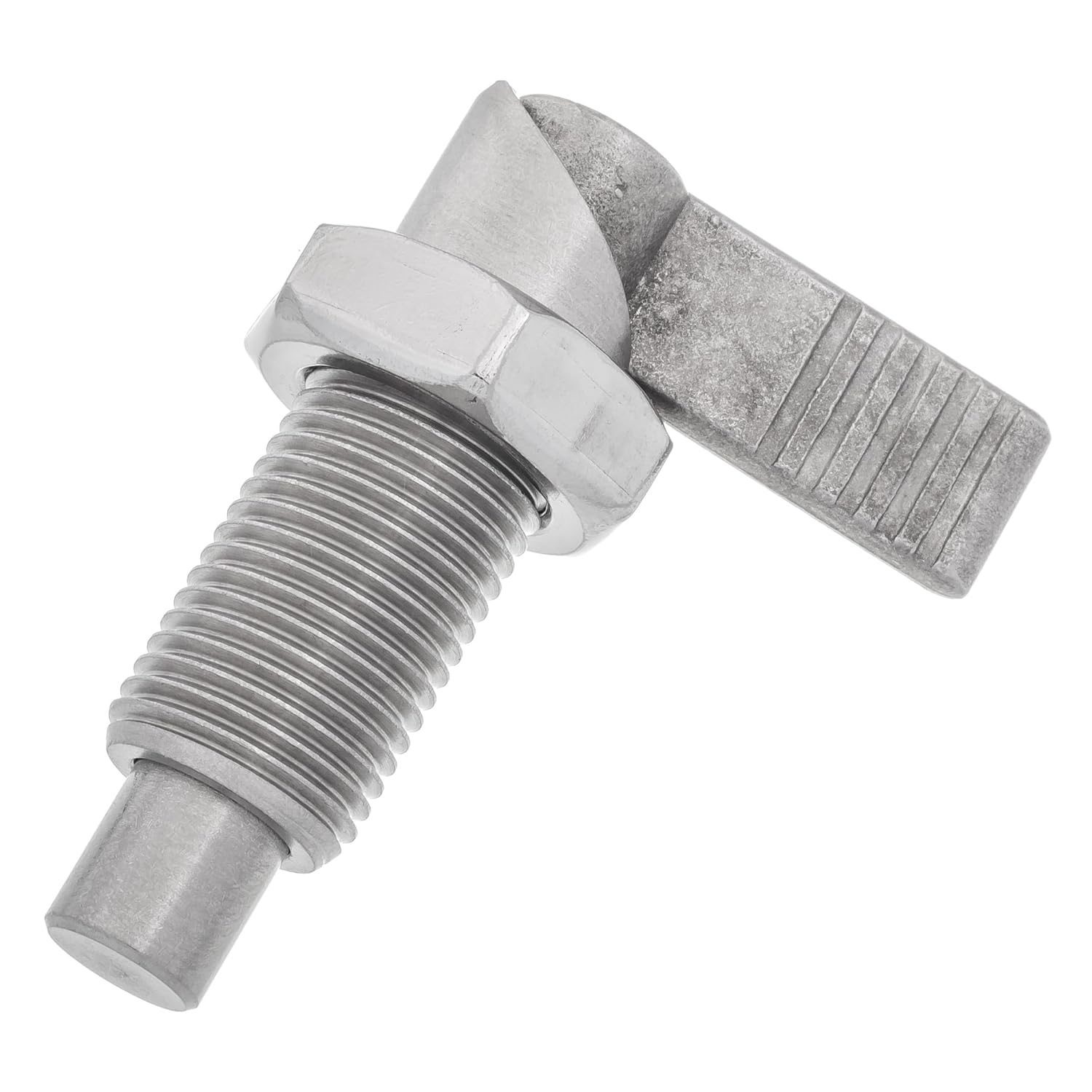 M16 x 1.5 x 31mm Thread 10mm Pin Diameter Lever Indexing Spring Plunger with Stop Notch - Stainless Steel L-Shaped Retractable Locking Bolt Knob Threaded Index Mechanism Accessory Tool