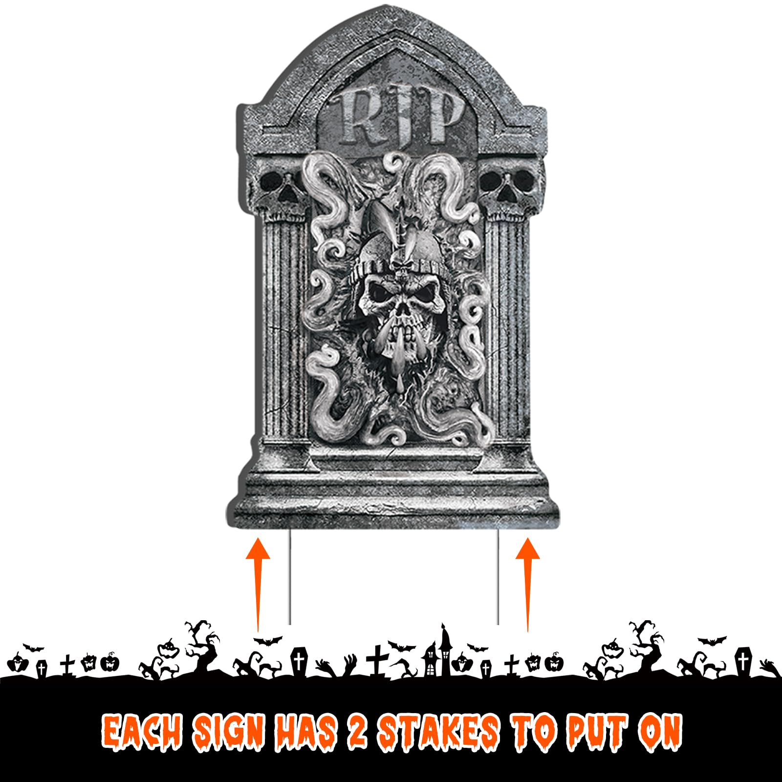 6er-Set Halloween Grabstein Deko Mit LED-Lichterketten – 42x24 Cm, Leuchtende Friedhofssteine Mit Totenkopf-Motiven – Für Garten, Rasen & Party 6er-Set Halloween Grabstein Deko Mit LED-Lichterketten – 42x24 Cm, Leuchtende Friedhofssteine Mit Totenkopf-Motiven – Für Garten, Rasen & Party