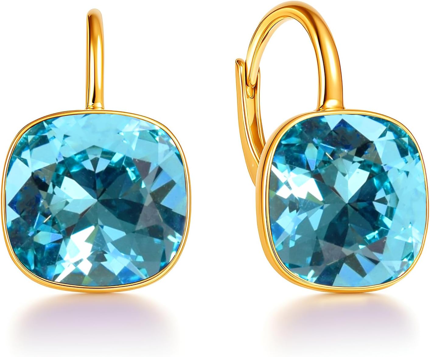 Boucles D'Oreilles Plaqué Or – Cristaux De Zirconium, Fermoir Dormeuses