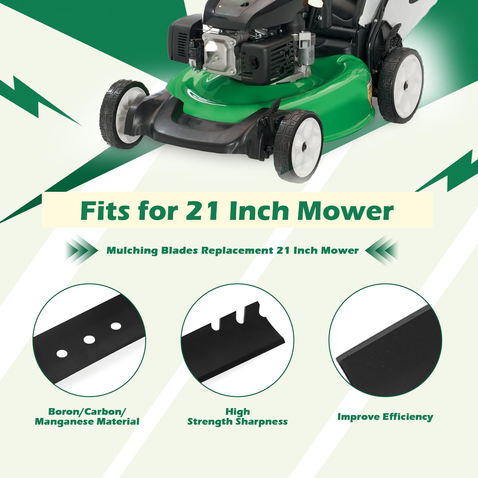 Earthtec 2 cuchillas de repuesto 133-8182-03 para cortacésped Toro Super Recycler de 21 pulgadas 109-0854 108-0954-03 89914P