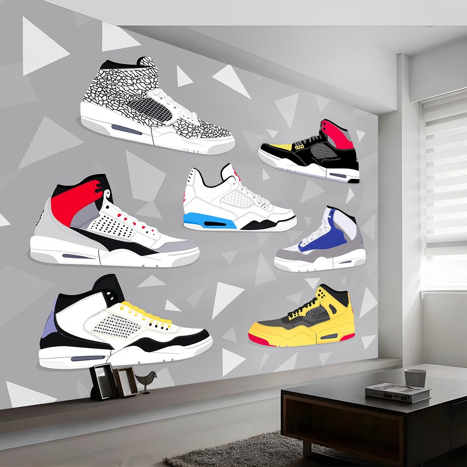 Panoramiczne tapety modne trampki wielokolorowe 300 x 210 cm (szer. x wys.), gigantyczny plakat ścienny 3D nowoczesna tapeta dekoracja ścienna salon sypialnia sypialnia biuro sypialnia tapety